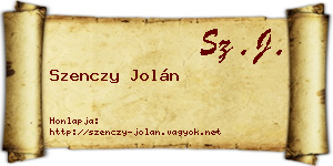 Szenczy Jolán névjegykártya
