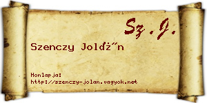 Szenczy Jolán névjegykártya