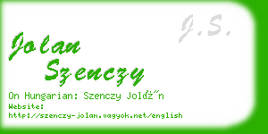 jolan szenczy business card